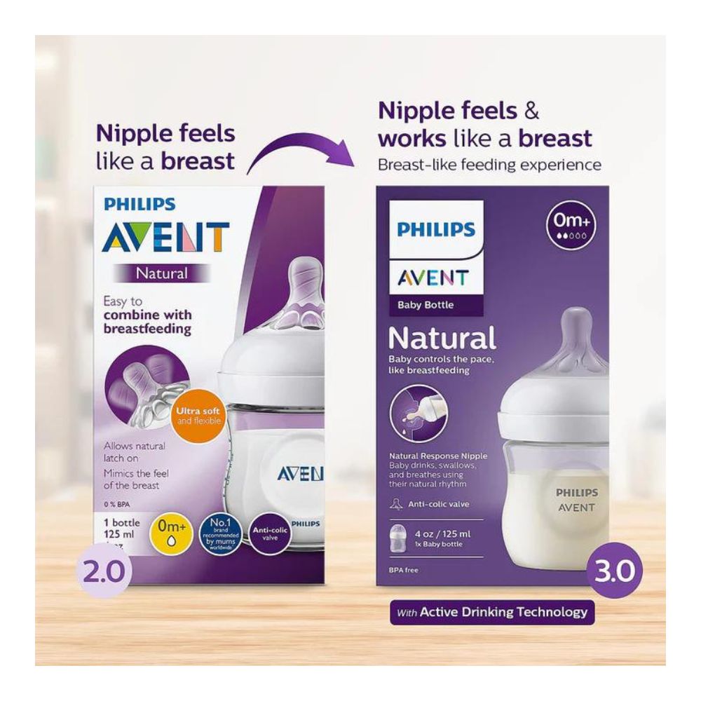Natural Response Feeding Bottle for Newborn Babies - 125 Ml