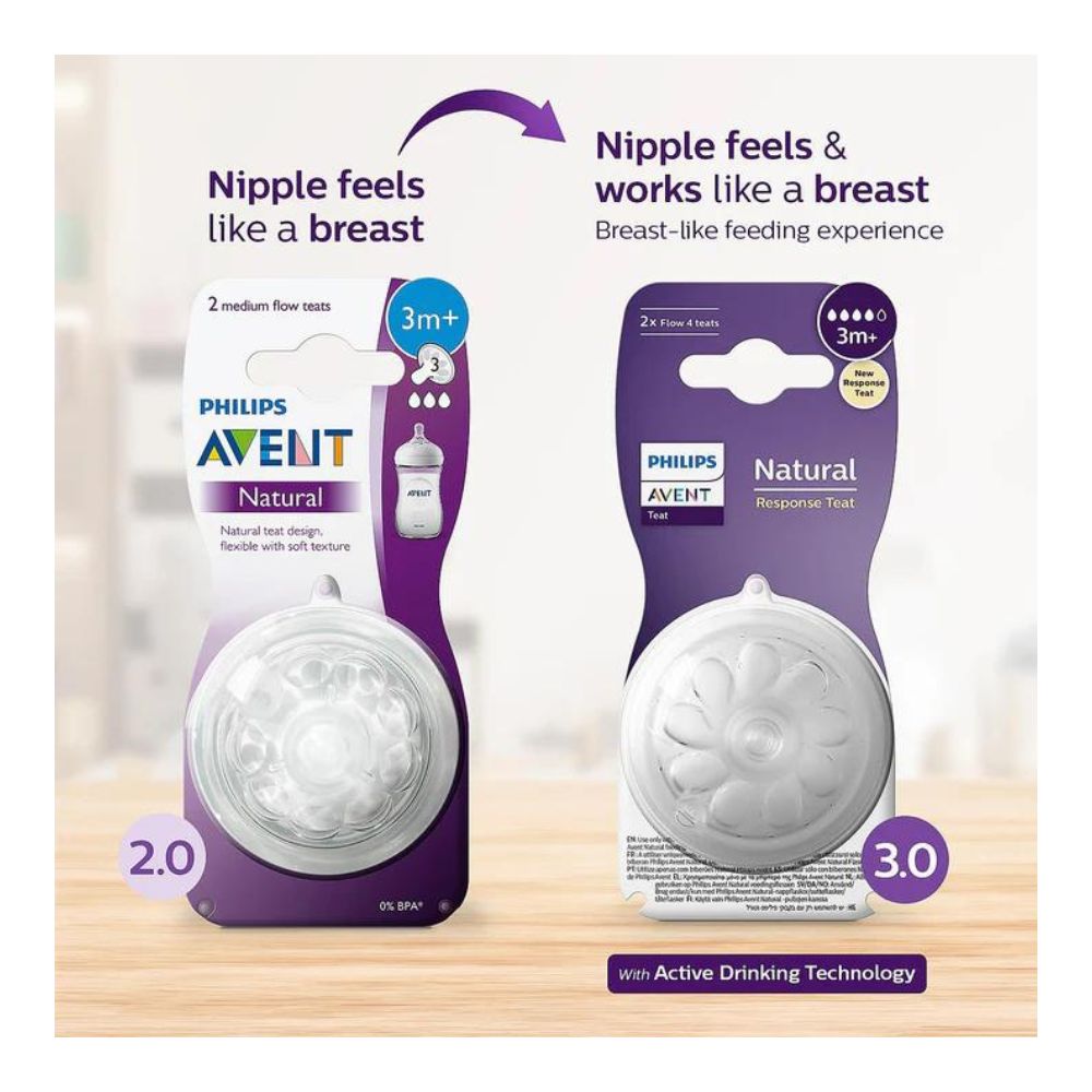 Natural Response Teat for Babies Aged 3 months and above| 3m+ | | Flow 4 | Pack of 2 |
