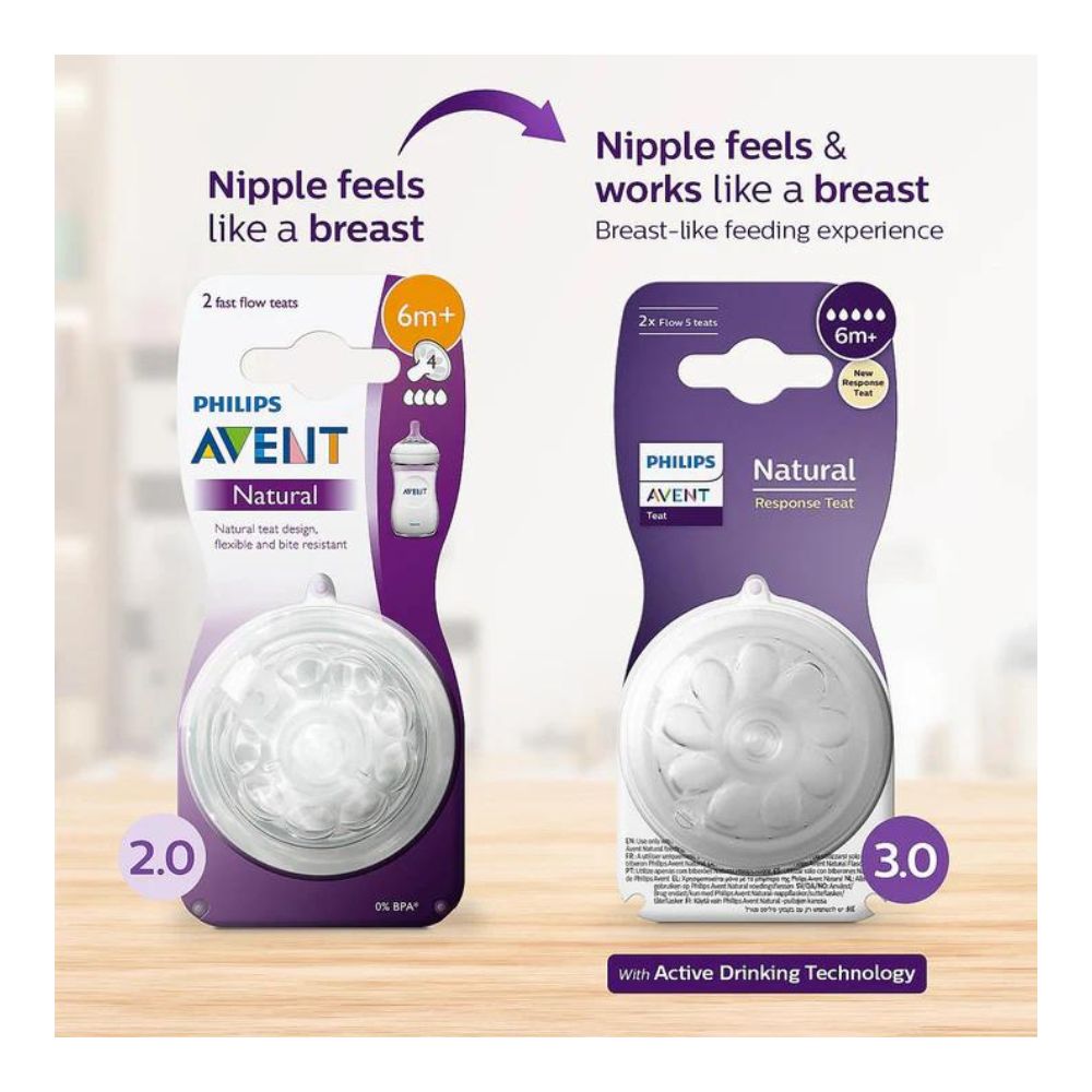 Natural Response Teat for Babies Aged 6 months and above | 6M+ || Flow 5 | Pack of 2 |