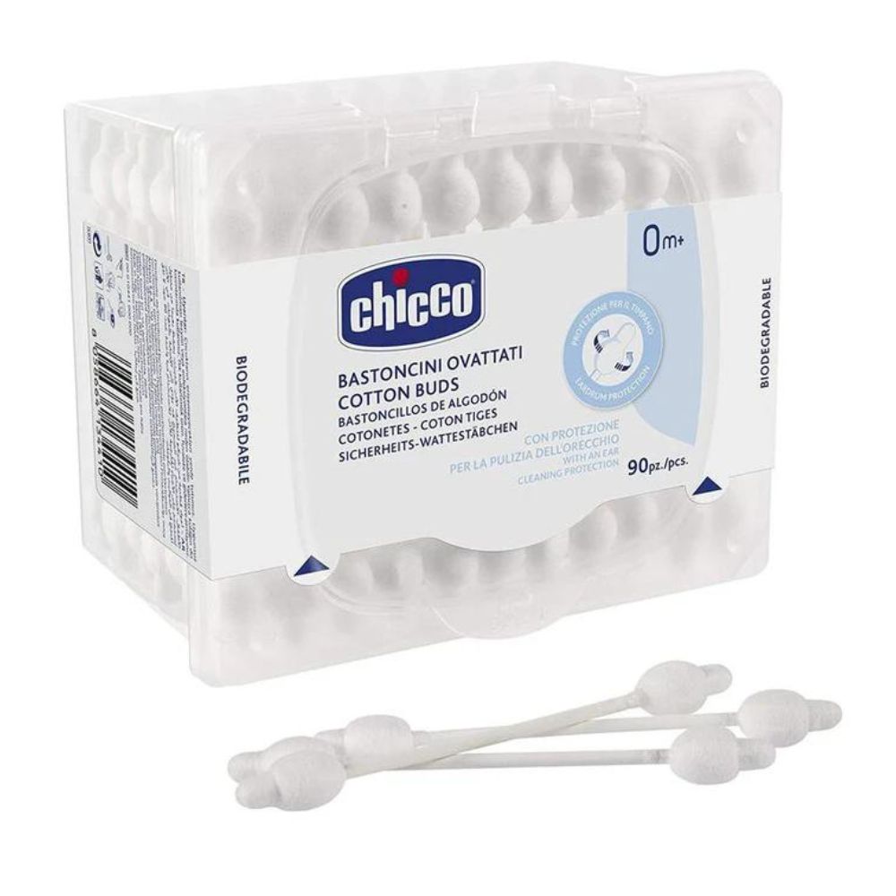 Chicco Cotton Buds With Eardrum Protection (90Pcs)