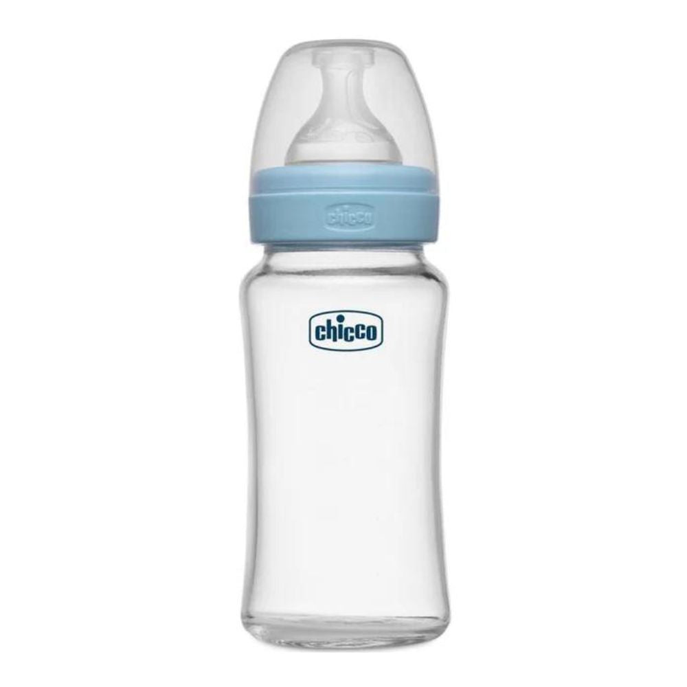 Well-Being Glass Feeding Bottle (240Ml, Medium Flow) (Blue)