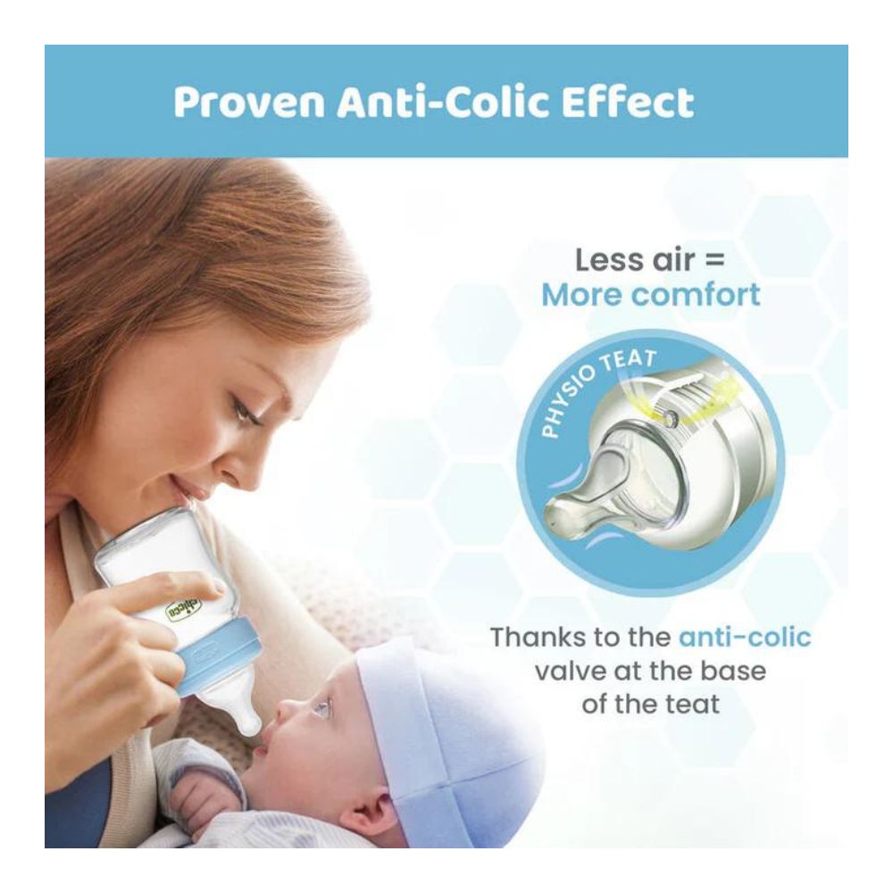 Well-Being Glass Feeding Bottle (240Ml, Medium Flow) (Blue)