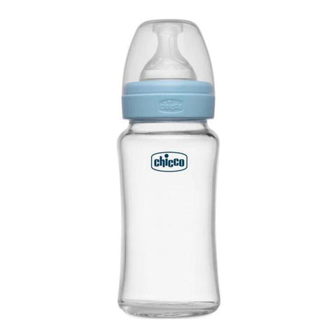 Well-Being Glass Feeding Bottle (240Ml, Medium Flow) (Blue)
