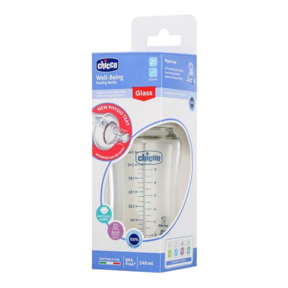 Well-Being Glass Feeding Bottle (240Ml, Medium Flow) (Neutral)