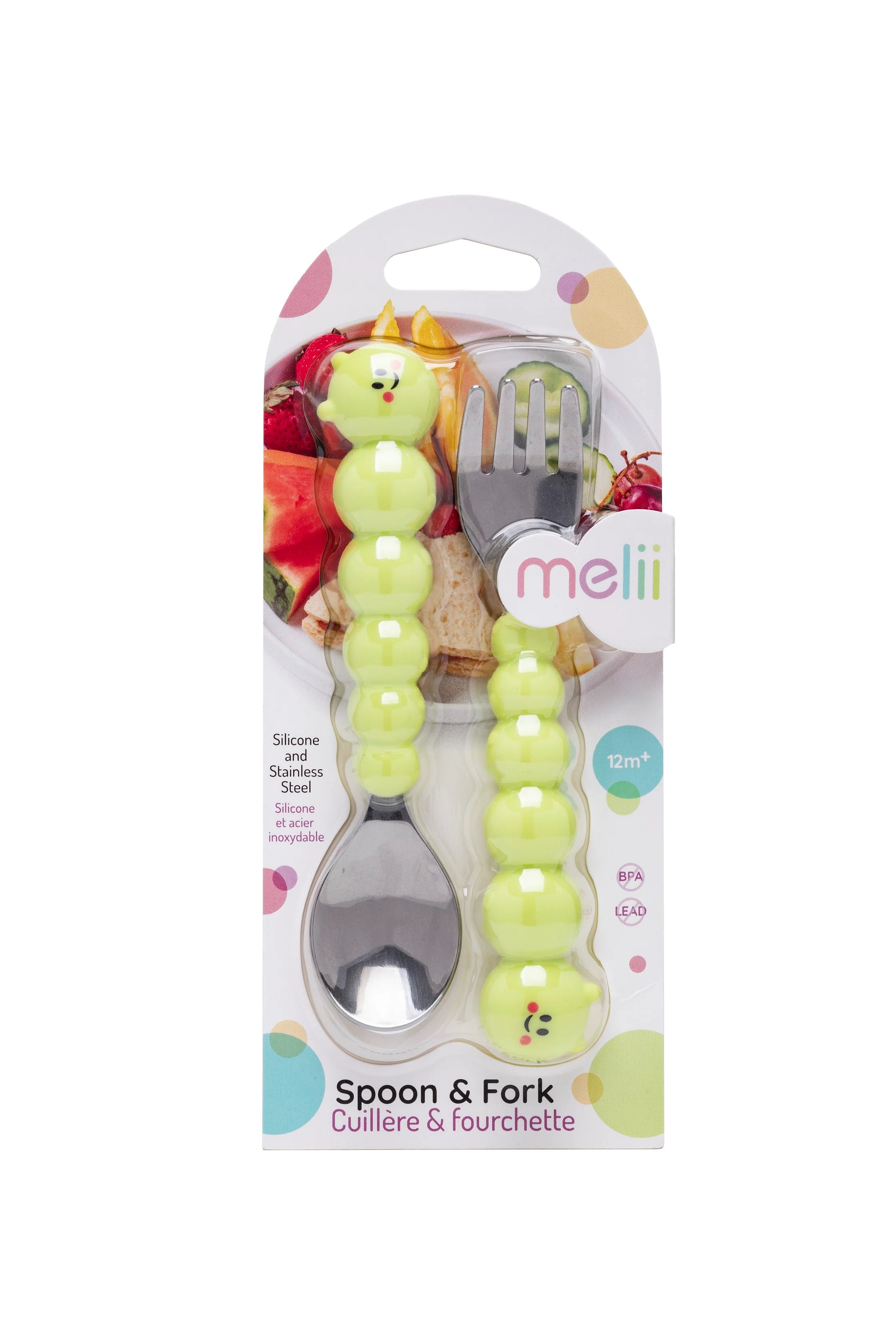 Silicone & Stainless Steel Caterpillar Spoon & Fork Set