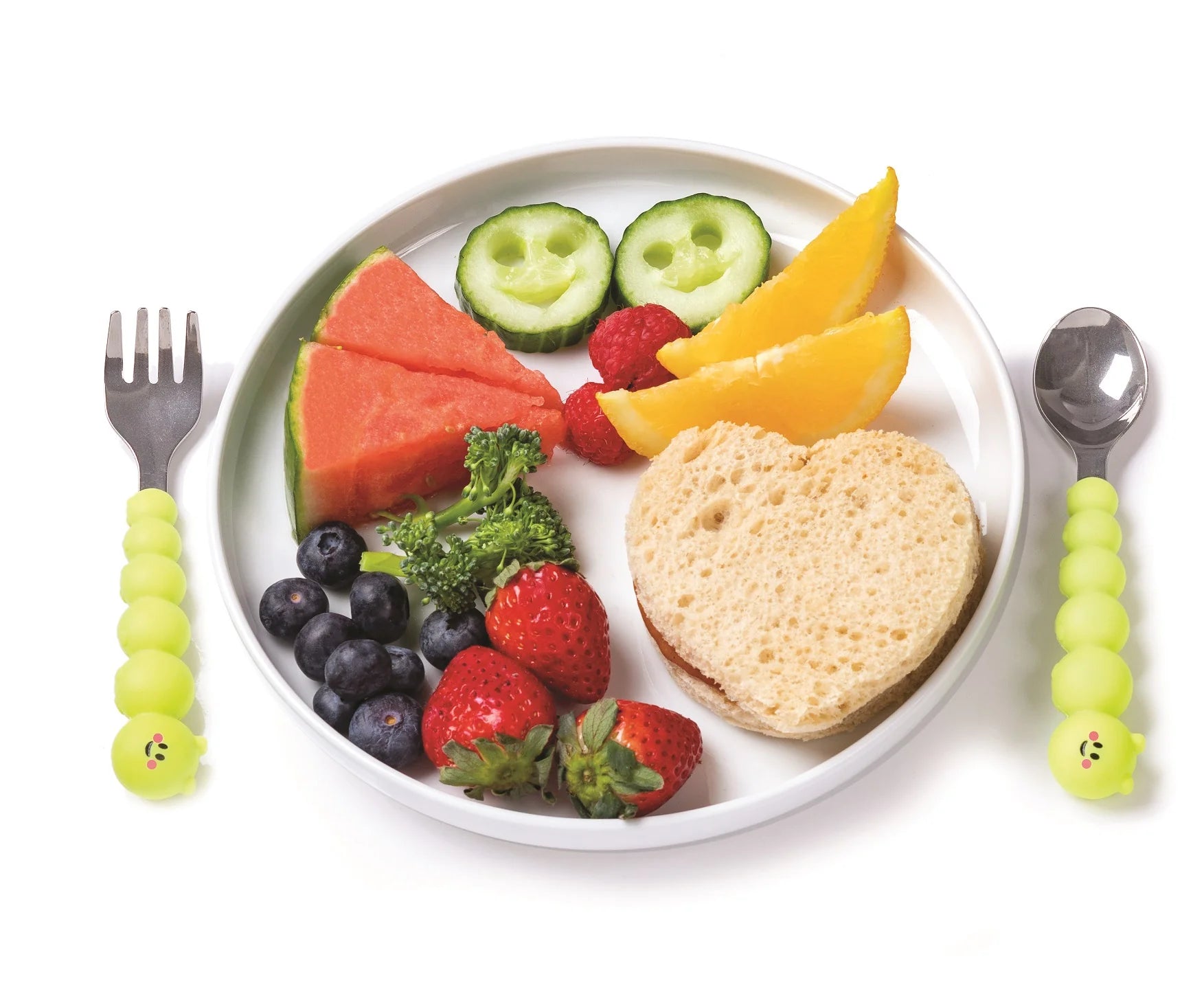 Silicone & Stainless Steel Caterpillar Spoon & Fork Set