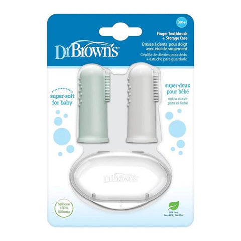 Silicone Finger Toothbrush with case Gray and Light Green Pack Of 2
