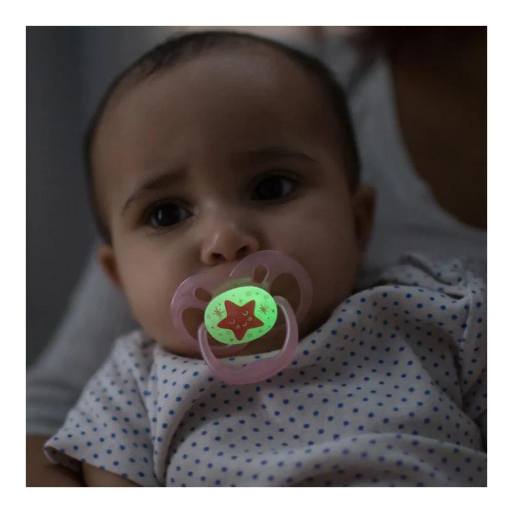 Pink Advantage Pacifiers (Stage 2) Glow In The Dark | Pack Of 2