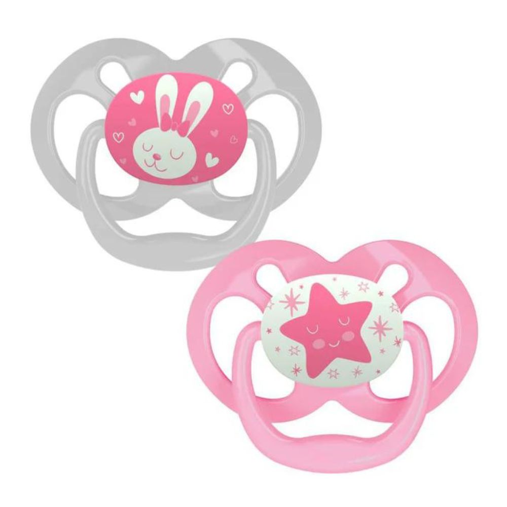 Pink Advantage Pacifiers (Stage 2) Glow In The Dark | Pack Of 2