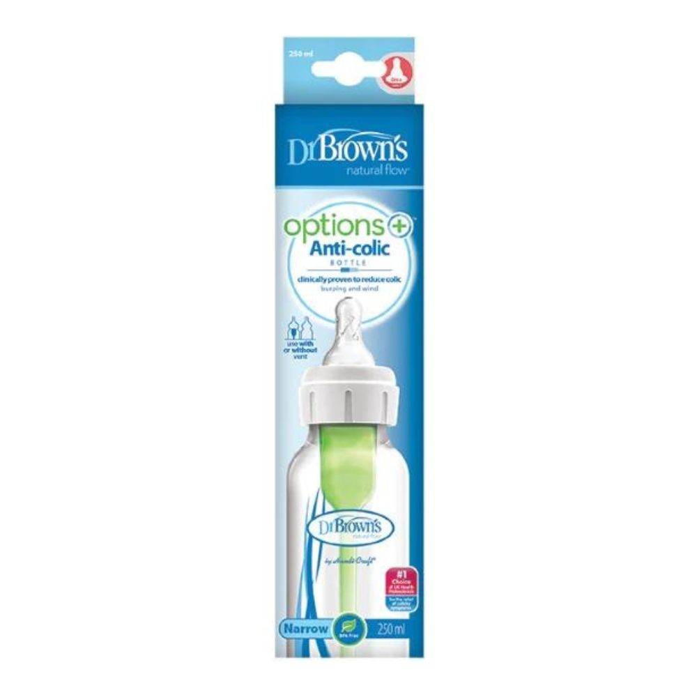 Options+ Anti-Colic Narrow-Neck Plastic Baby Bottle - 250 ml