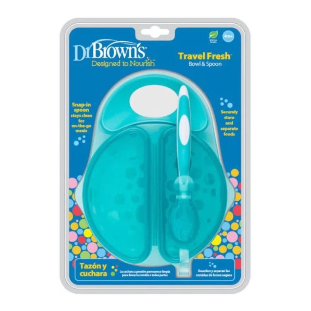 Travel Fresh Divided Bowl and Soft-Tip Spoon Set with Travel Lid