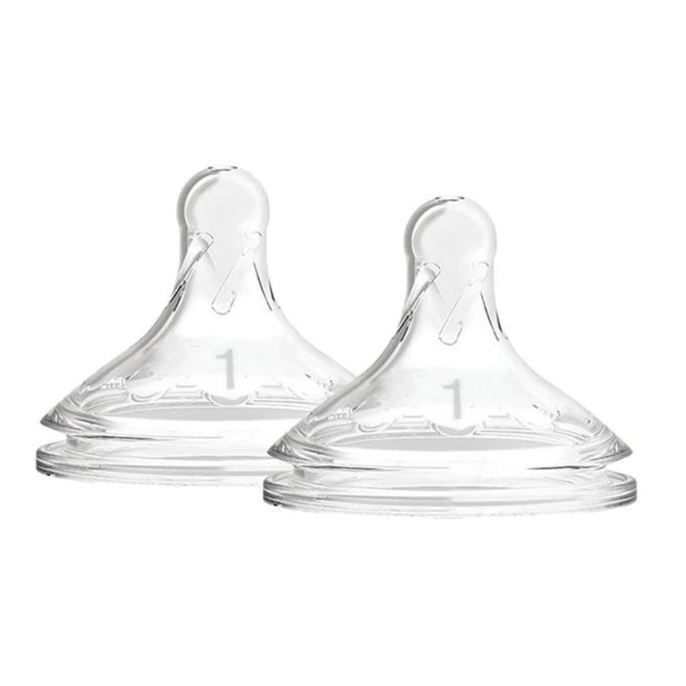 Natural Flow Wide-Neck Baby Bottle Silicone Nipple, 2-Pack