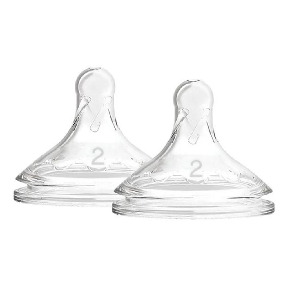 Natural Flow Wide-Neck Baby Bottle Silicone Nipple, 2-Pack