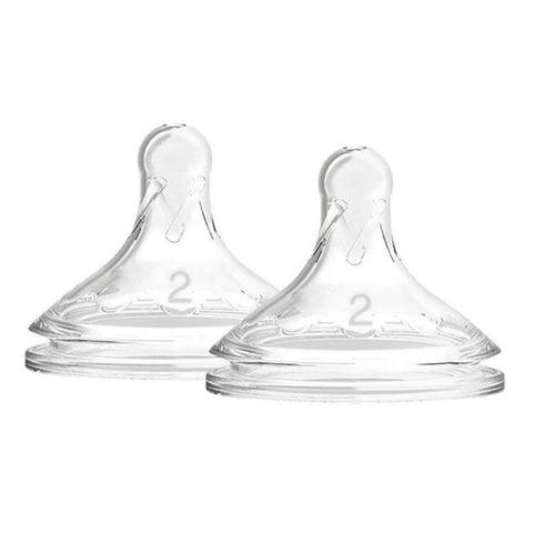 Natural Flow Wide-Neck Baby Bottle Silicone Nipple, 2-Pack