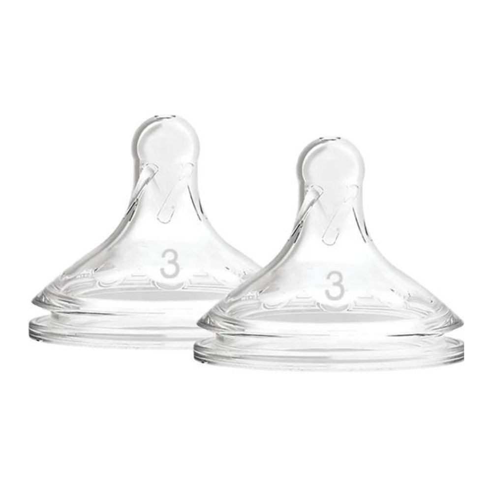 Natural Flow Wide-Neck Baby Bottle Silicone Nipple, 2-Pack
