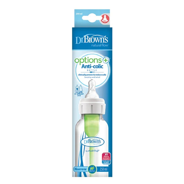 Options+ Anti-Colic Narrow-Neck Plastic Baby Bottle 250Ml