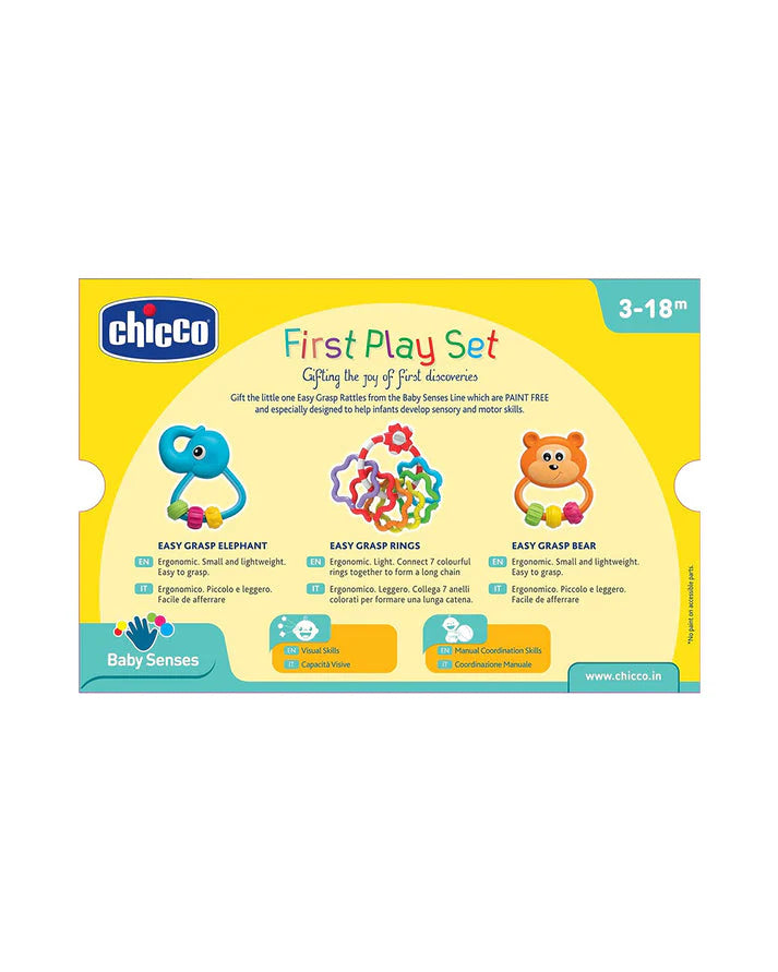 Chicco First Play Set Rattle Toy-Gift For Baby Shower & Baby Birthday