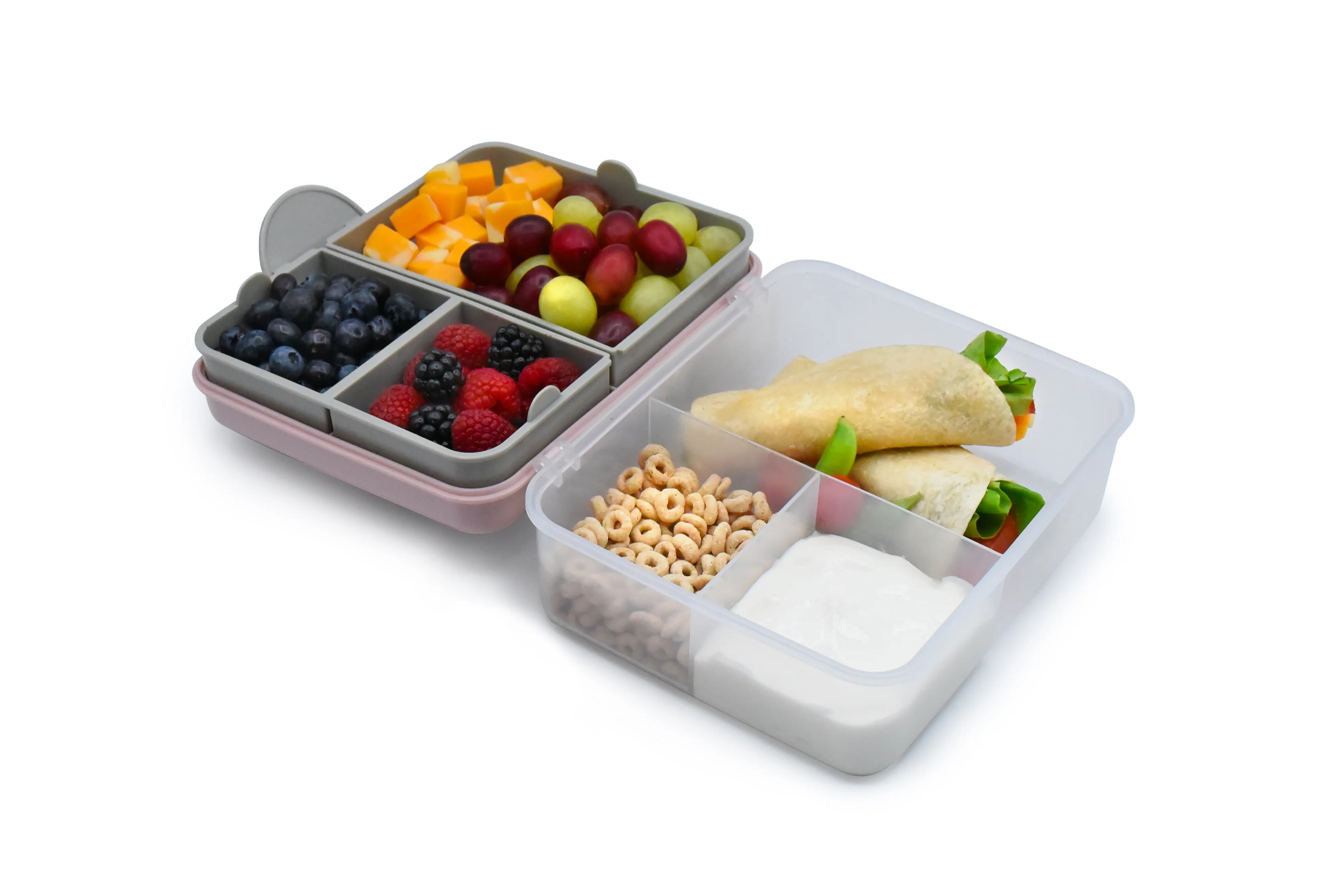 2 Tier Bento Box - Pink Purple Grey