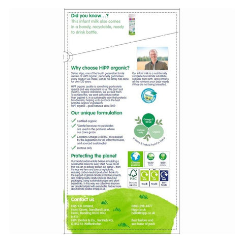 Organic 1 First Infant Baby Milk Powder Formula, From Birth - 800g