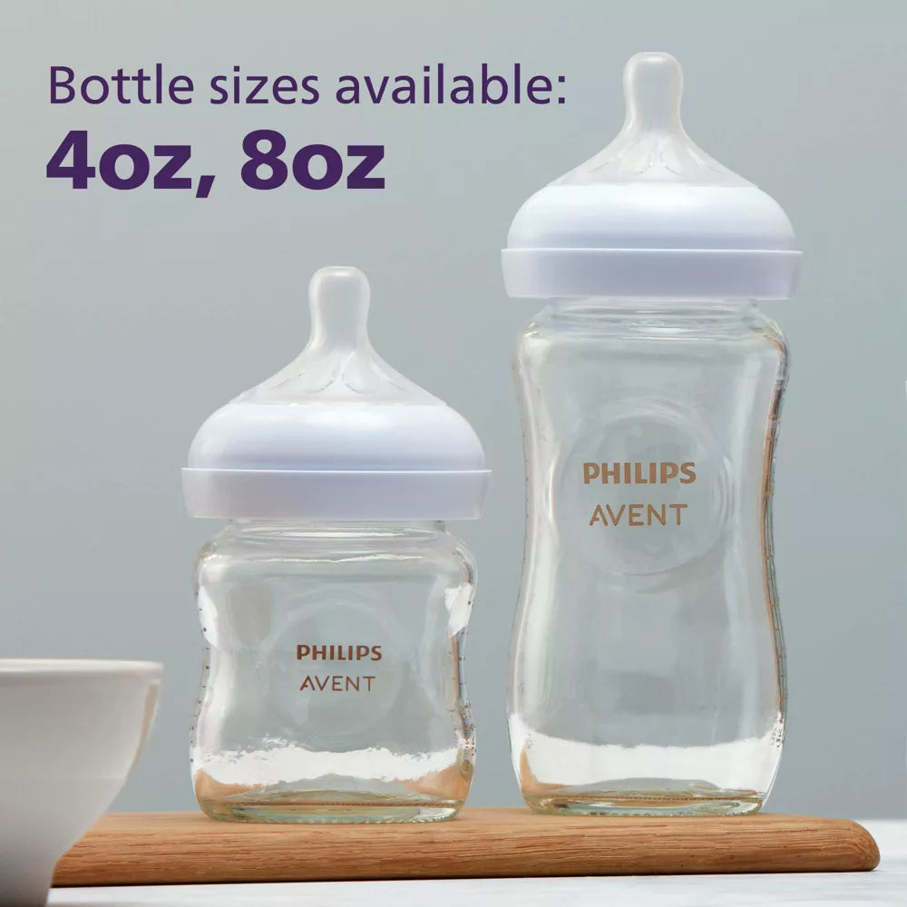 Glass Feeding Bottle With Natural Response Nipple 8Oz 240Ml (Pack Of 3)