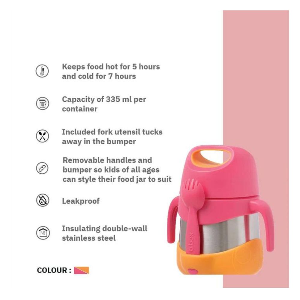 Insulated Food Jar 335Ml - Strawberry Shake Pink Orange