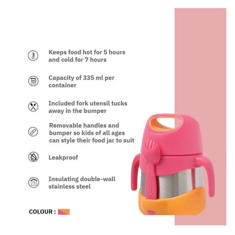 Insulated Food Jar with Spoon Strawberry Shake Pink