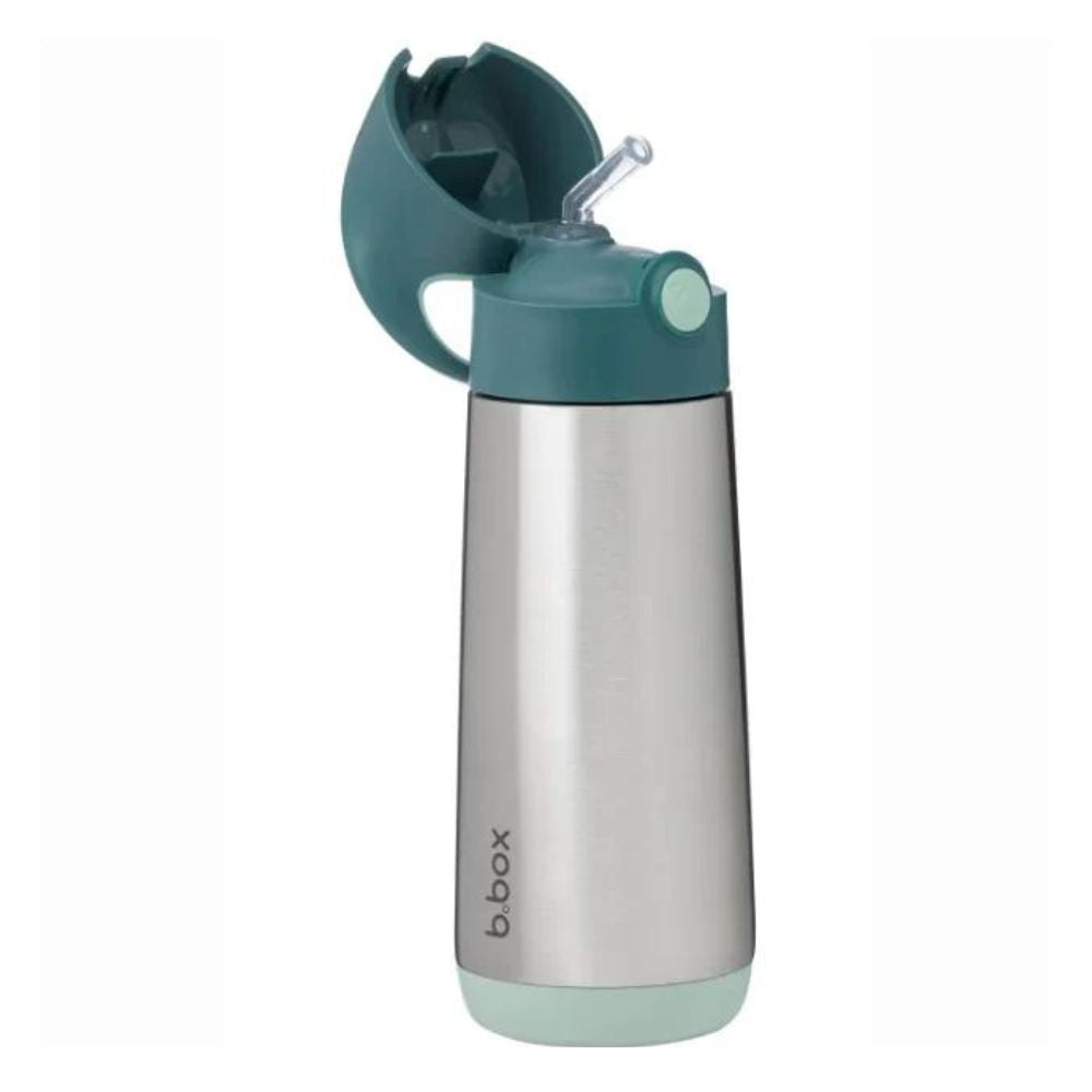 Insulated Straw Sipper Drink Water Bottle 500 Ml - Emerald Forest Green
