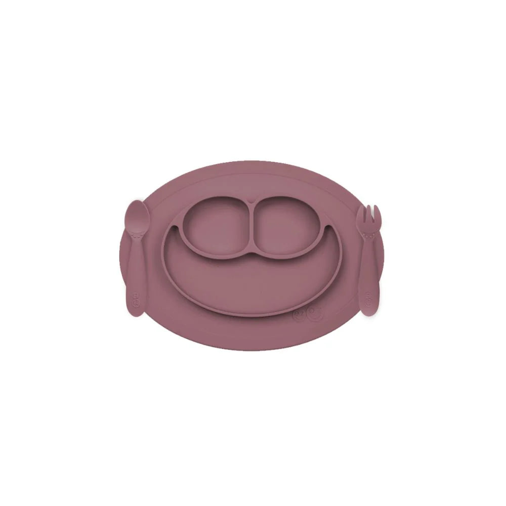Mini Feeding Set for Toddlers (Mat, Spoon & Fork)- Mauve