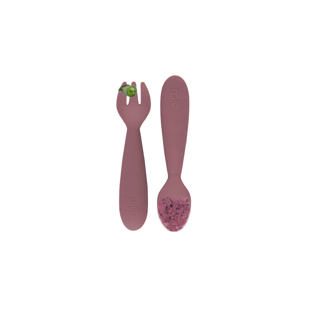 Mini Utensils for Toddlers (Spoon & Fork) - Mauve