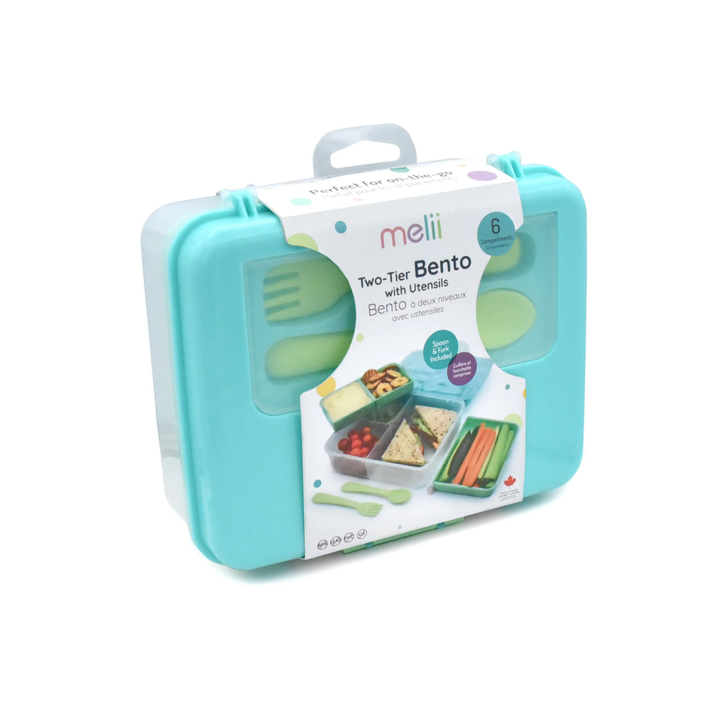 2 Tier Bento Box - Blue Mint Lime