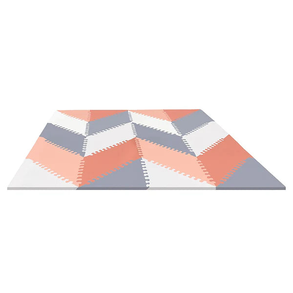 Playspot Geo Foam Floor Tiles - Grey-Peach