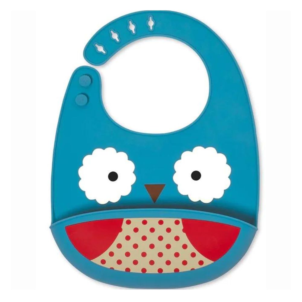 Zoo Fold & Go Silicone Bib - Owl