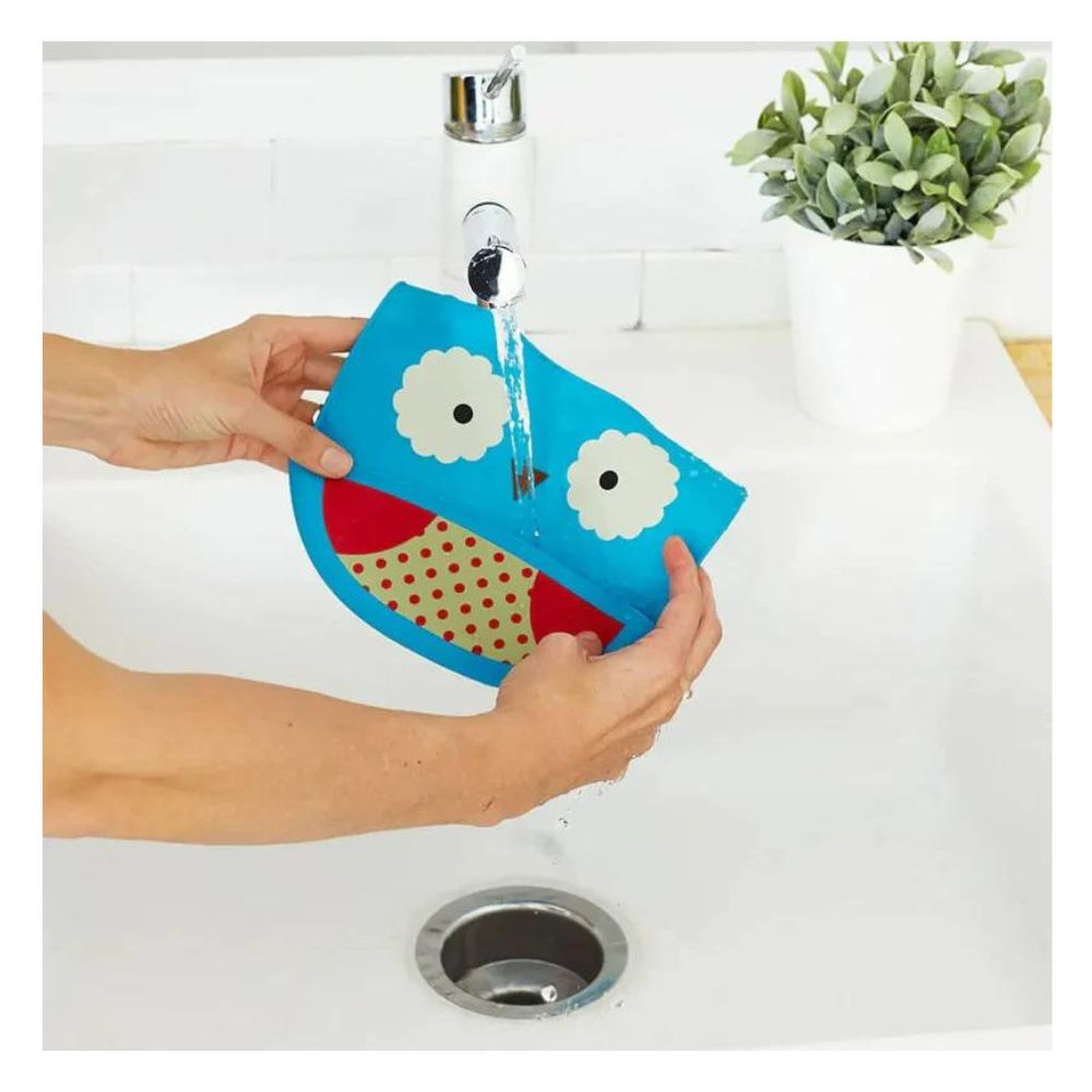 Zoo Fold & Go Silicone Bib - Owl