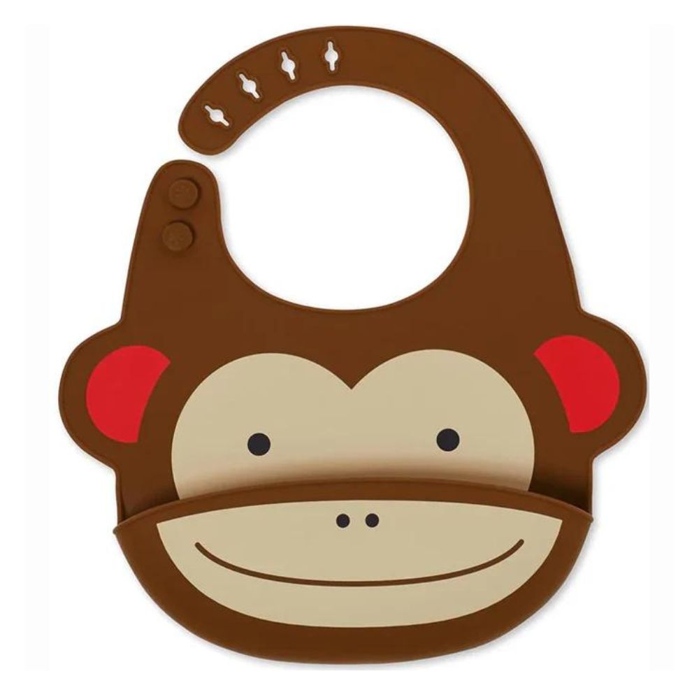 Zoo Fold & Go Silicone Bib - Monkey