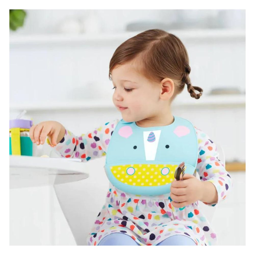 Zoo Fold & Go Silicone Bib - Unicorn