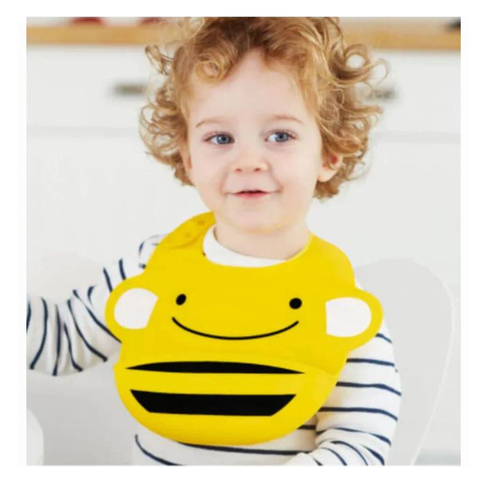 Zoo Fold & Go Silicone Bib - Bee