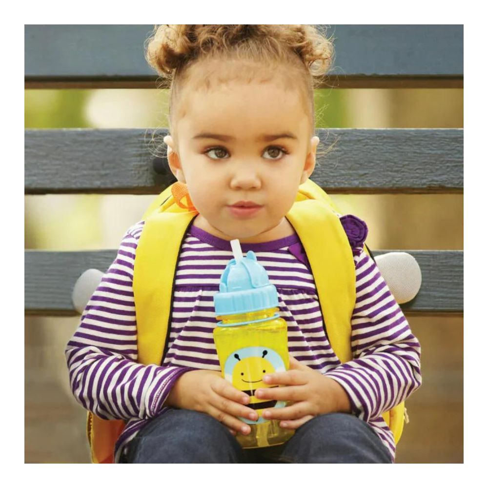 Zoo Back To School Straw Bottle PP Sipper, Bee - 300 ml