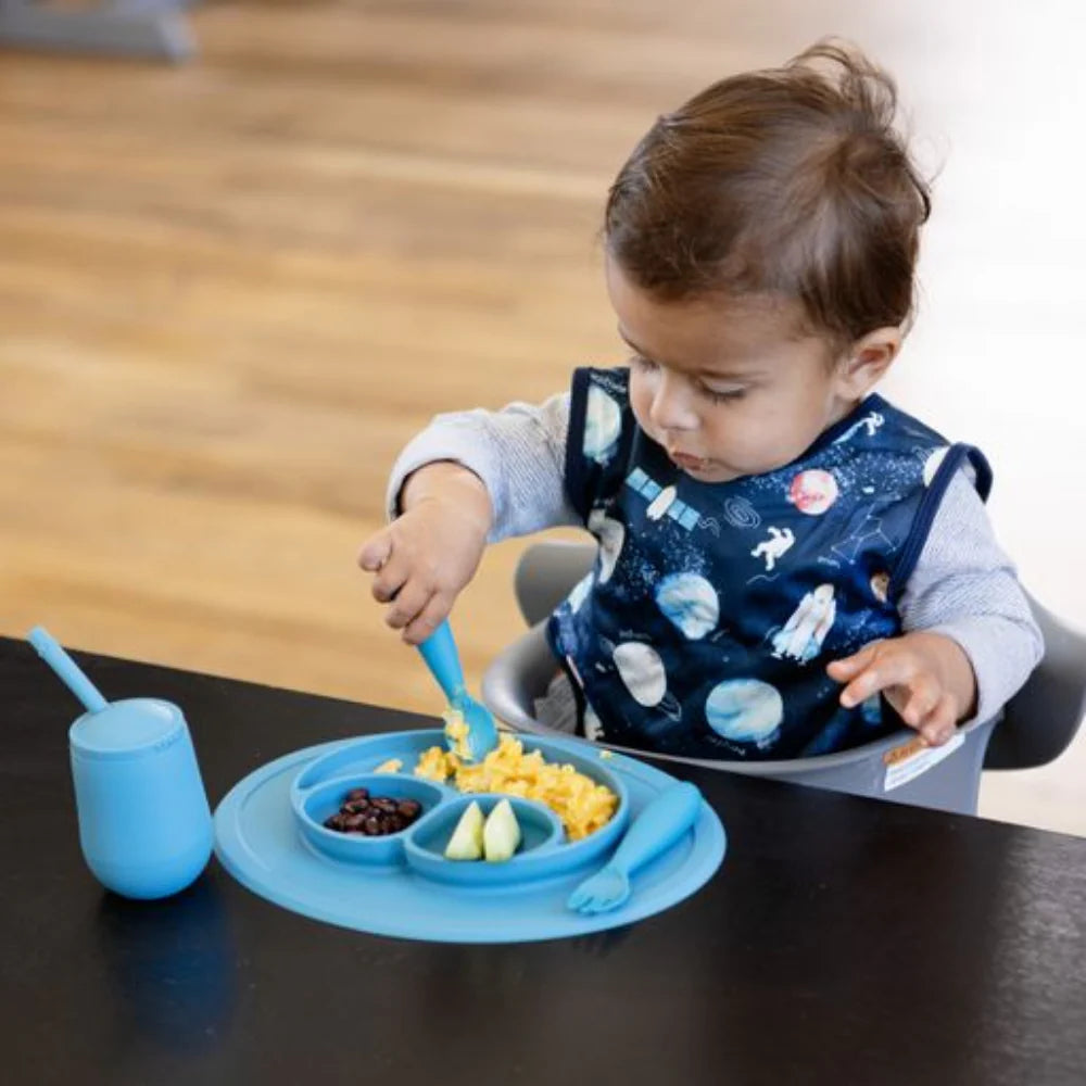 Mini Feeding Set for Toddlers (Mat, Spoon & Fork)- Blue