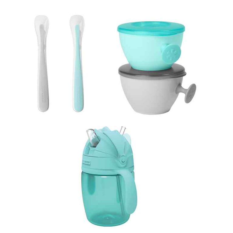 Easy-Feed Mealtime Set -Teal & Grey