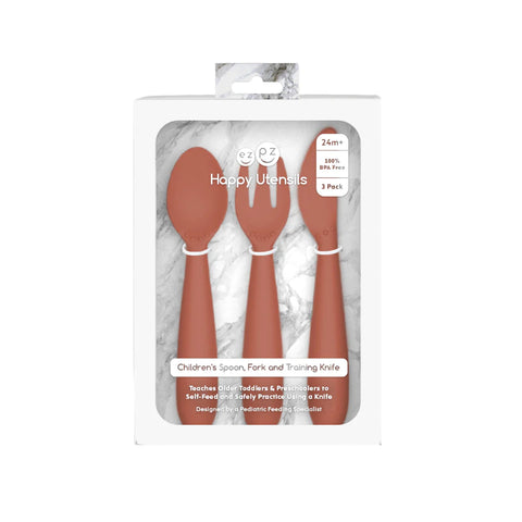 Happy Utensils for Toddlers(Spoon, Fork & Knife) - Sienna