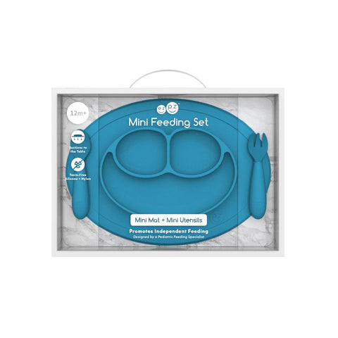 Mini Feeding Set for Toddlers (Mat, Spoon & Fork)- Blue
