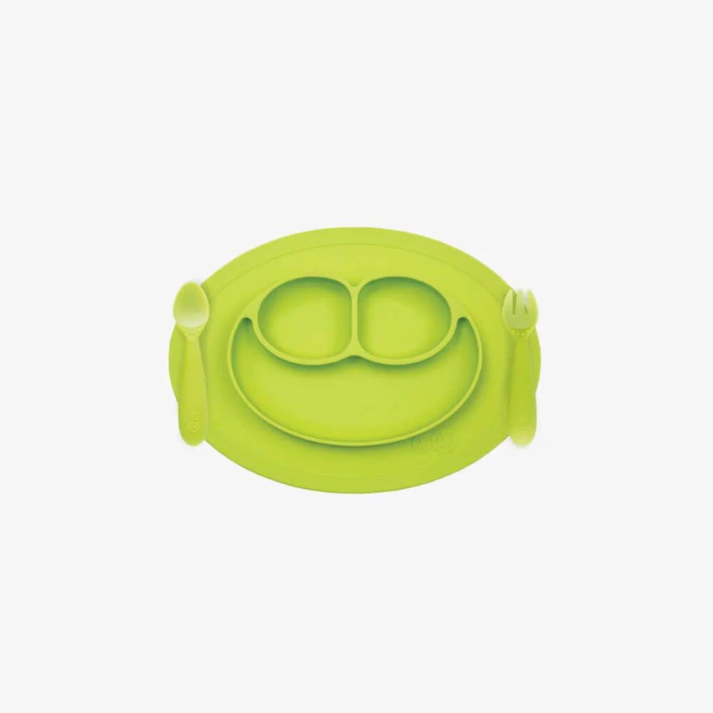 Mini Feeding Set for Toddlers (Mat, Spoon & Fork)- Lime