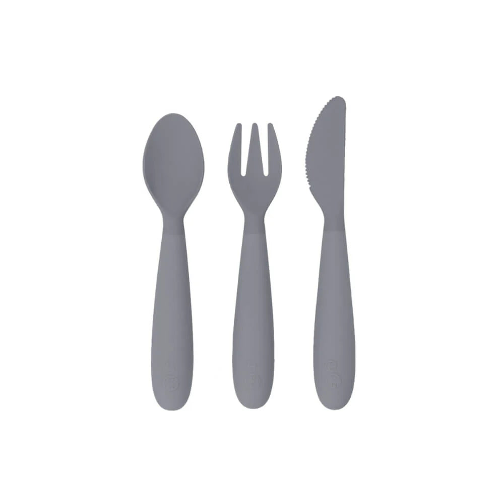 Happy Utensils for Toddlers(Spoon, Fork & Knife) - Grey