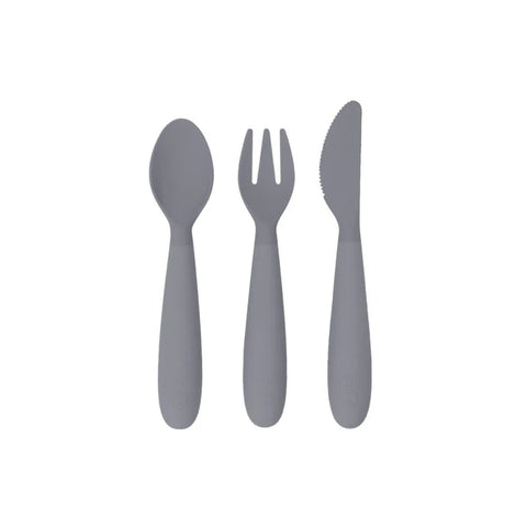 Happy Utensils for Toddlers(Spoon, Fork & Knife) - Grey
