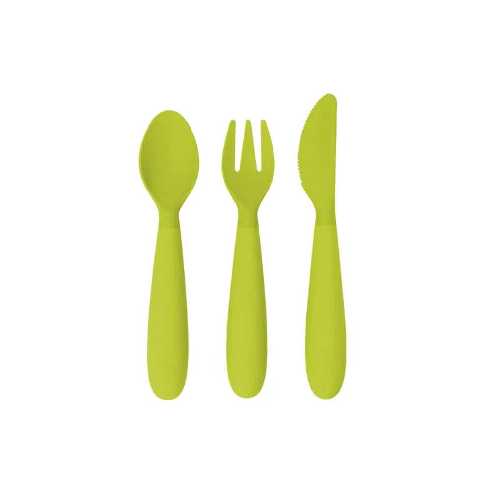 Happy Utensils for Toddlers(Spoon, Fork & Knife) - Lime