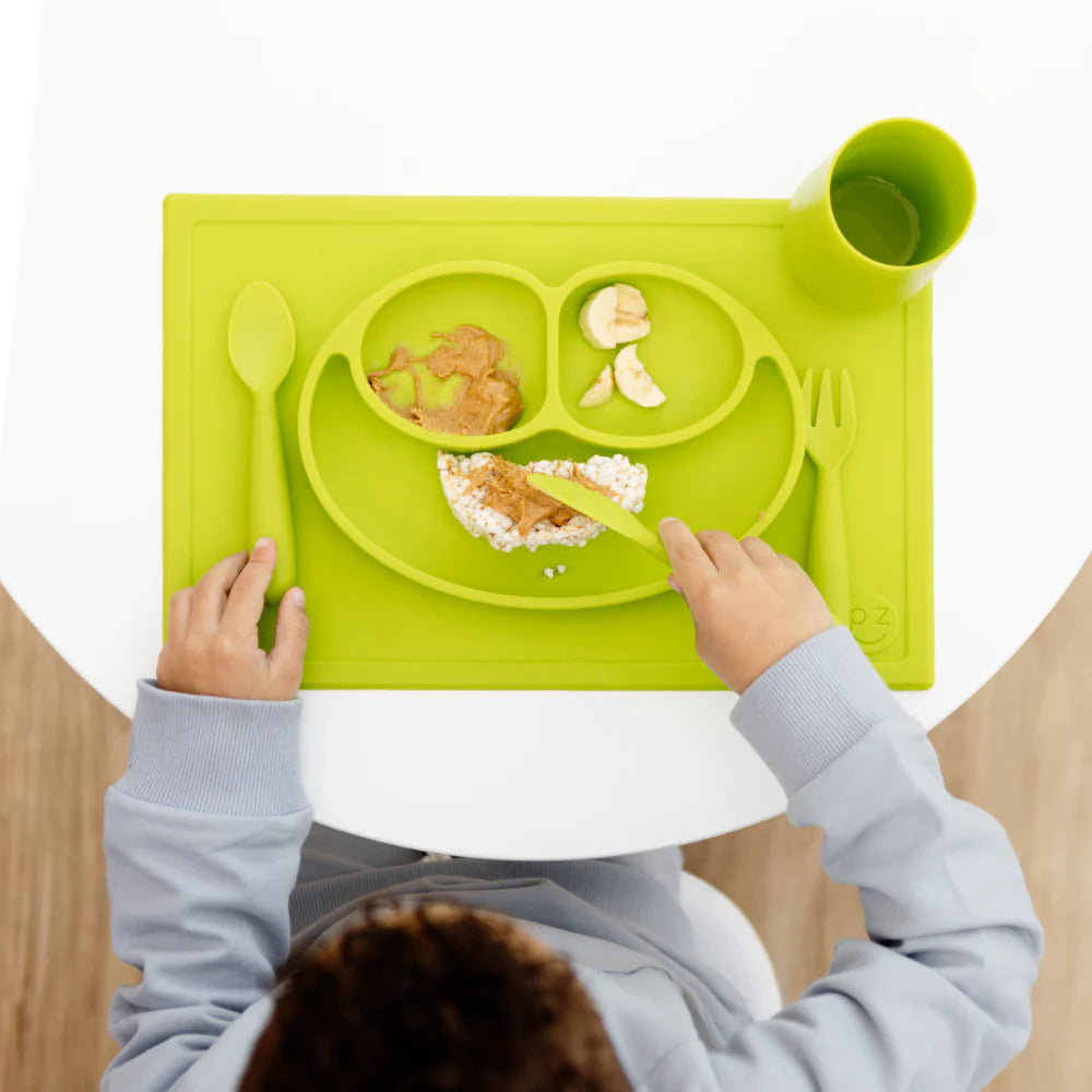 Happy Utensils for Toddlers(Spoon, Fork & Knife) - Lime
