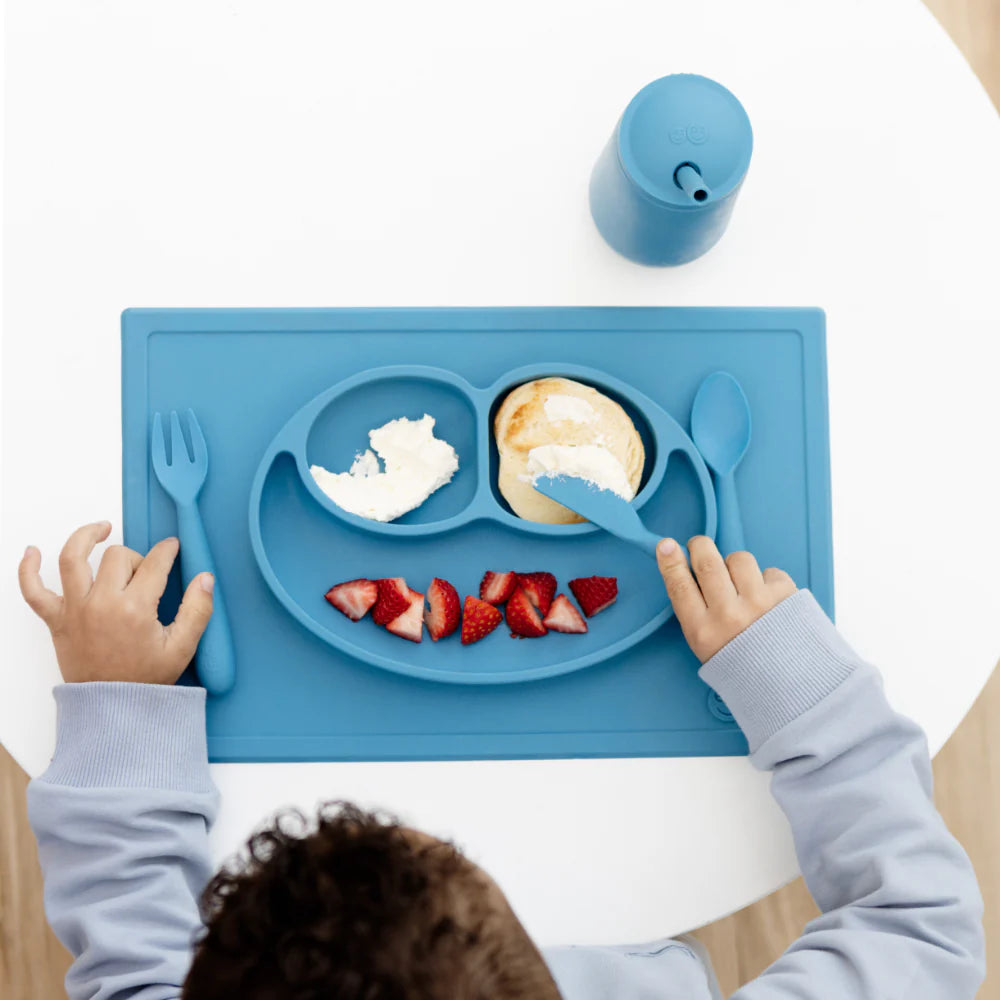 Happy Utensils for Toddlers(Spoon, Fork & Knife) - Blue