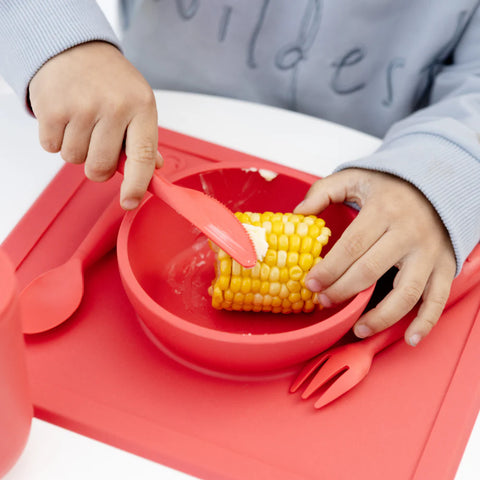 Happy Utensils for Toddlers(Spoon, Fork & Knife) - Coral