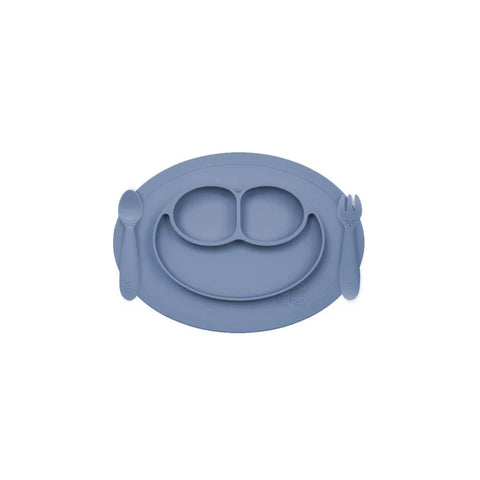 Mini Feeding Set for Toddlers (Mat, Spoon & Fork)- Indigo