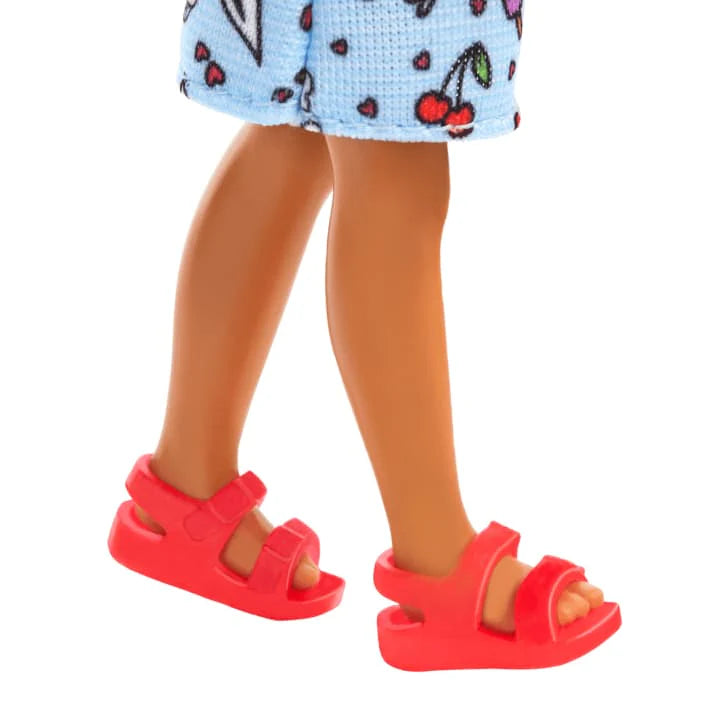 Barbie Chelsea Doll, Small Doll Blue Dress With Brown Hair & Green Eyes